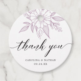 Etiquetas Para Recuerdos Elegante Boda floral simple Gracias Lavender