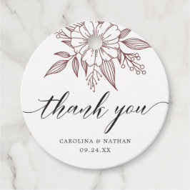 Etiquetas Para Recuerdos Elegante Boda floral simple gracias rojo