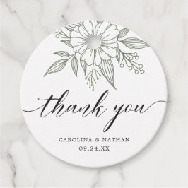 Etiquetas Para Recuerdos Elegante Boda floral simple gracias Sage