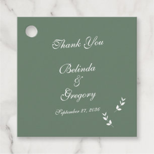 Etiquetas Para Recuerdos Elegante Boda formal de escritura verde salada