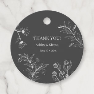 Etiquetas Para Recuerdos Elegante Boda Gris de Humo Floral