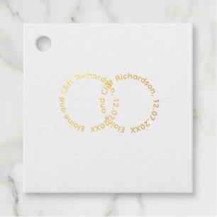 Etiquetas Para Recuerdos Elegante boda, nombres escritos en oro,