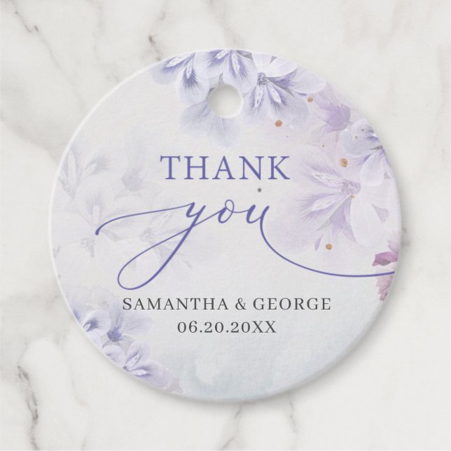 Etiquetas Para Recuerdos Elegante boda suave de flores de primavera violeta (Anverso)