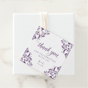 Etiquetas Para Recuerdos Elegante Boda Vintage Ciruela Púrpura