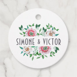 Etiquetas Para Recuerdos Elegante Botánico Verde y Rosa Floral