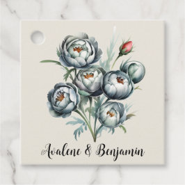 Etiquetas Para Recuerdos Elegante Bouquet verde y gris