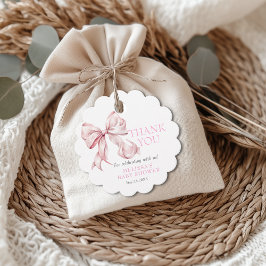 Etiquetas Para Recuerdos Elegante Bow Rosa y Perlas Gracias