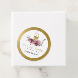 ETIQUETAS PARA RECUERDOS ELEGANTE BURGUNDY GOLD FLORAL PRIMERA COMUNICACIÓN