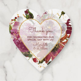 Etiquetas Para Recuerdos Elegante Burgundy Gold Rubor Pink Floral Moderno