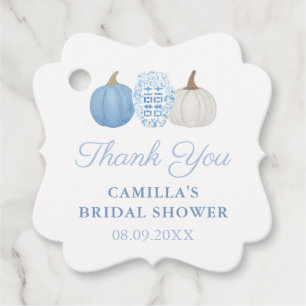 Etiquetas Para Recuerdos Elegante Calabazas Azules y Blancas para Baby Show