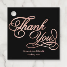 Elegante caligrafía de oro negro y Rosa gracias