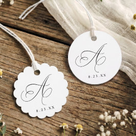 Etiquetas Para Recuerdos Elegante Caligrafía Monograma Inicial A Boda