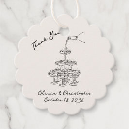 Etiquetas Para Recuerdos Elegante Champagne Tower Sketch Wedding Tags Favor