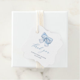Etiquetas Para Recuerdos Elegante Clasic Gingham Baby Blue Bow Gracias