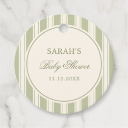 Etiquetas Para Recuerdos Elegante Clásico Baby Shower Verde Rayado