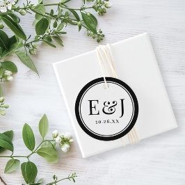 Etiquetas Para Recuerdos Elegante Clásico Vintage Tipo Borde Negro Boda