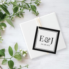Etiquetas Para Recuerdos Elegante Clásico Vintage Tipo Borde Negro Boda