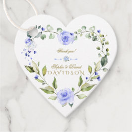 Etiquetas Para Recuerdos Elegante color de agua Flores azules Wreath Boda