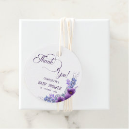 Etiquetas Para Recuerdos Elegante color de agua morado flor Baby Shower