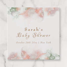 Etiquetas Para Recuerdos Elegante color de agua rosa verde Agate Baby Showe