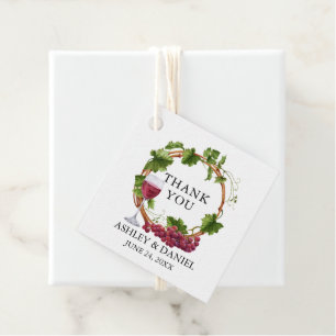 Etiquetas Para Recuerdos Elegante color de agua uva Vines Wood Wreath Boda