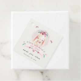 Etiquetas Para Recuerdos Elegante conejo floral rosado y Baby Shower de páj