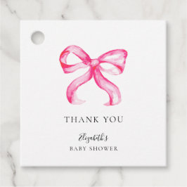 Etiquetas Para Recuerdos Elegante Coquette Baby Shower Bow Rosa Minimal