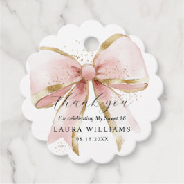 Etiquetas Para Recuerdos Elegante Coquette Rosa Arco de Oro Gracias Dulces