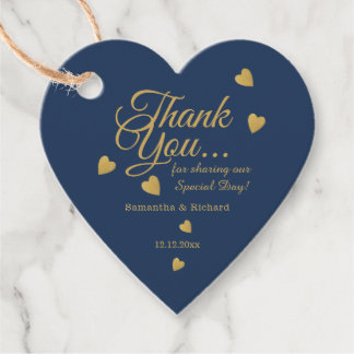 Etiquetas Para Recuerdos Elegante Corazón de Agradecimiento Nupcial Azul y