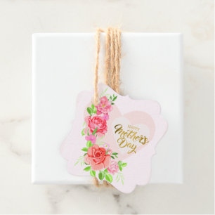 Etiquetas Para Recuerdos Elegante Corazón de Rosa Feliz Día de la Madre Fie