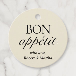Etiquetas Para Recuerdos Elegante Crema Blanco Bon Appetit Personalizado