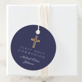 Etiquetas Para Recuerdos Elegante cruz azul de la marina Primera ronda de l