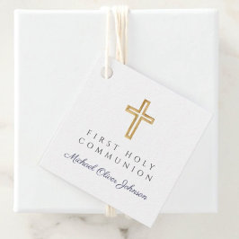Etiquetas Para Recuerdos Elegante Cruz Azul Primera Comunión