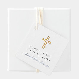 Etiquetas Para Recuerdos Elegante Cruz Azul Primera Comunión