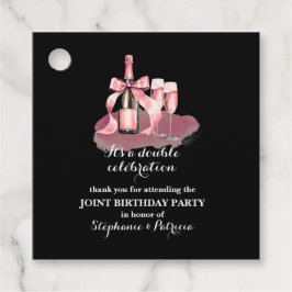 Etiquetas Para Recuerdos Elegante Cumpleaños Doble Celebración Conjunta