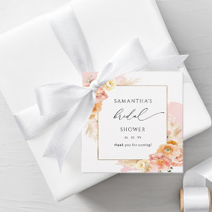 Etiquetas Para Recuerdos Elegante Desayuno Nupcial Floral Rosa y Melocotón