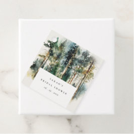 Etiquetas Para Recuerdos Elegante Ducha de Novia de Bosque de Agua Tinta