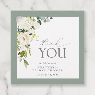 Etiquetas Para Recuerdos Elegante ducha de novia de color verde gris blanco