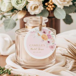 Etiquetas Para Recuerdos Elegante Ducha de Novia en Jardín de Rosa