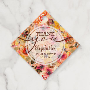 Etiquetas Para Recuerdos Elegante ducha nupcial floral otoñal Gracias