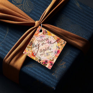 Etiquetas Para Recuerdos Elegante ducha nupcial floral otoñal Gracias