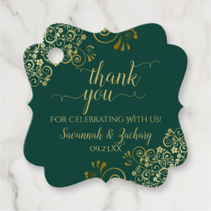 Etiquetas Para Recuerdos Elegante Emerald Green & Gold Boda Gracias
