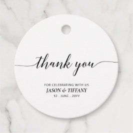 Etiquetas Para Recuerdos Elegante escritura en negro y blanco Agradecimient