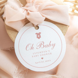 Etiquetas Para Recuerdos Elegante escritura rosa Girls Oh Baby Shower