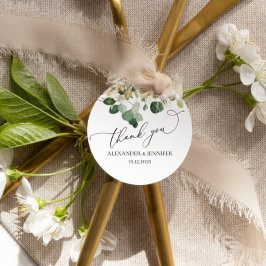 Etiquetas Para Recuerdos Elegante Eucalyptus Greenery Relieve metalizado Bo