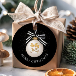 Etiquetas Para Recuerdos Elegante Feliz Navidad Bauble Negro