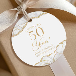 Etiquetas Para Recuerdos Elegante Fiesta de 50 años de la Agate de Oro Blan