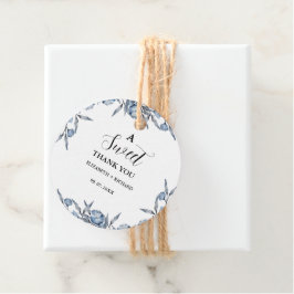 Etiquetas Para Recuerdos Elegante fiesta de agradecimiento botánico azul 