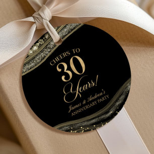 Etiquetas Para Recuerdos Elegante Fiesta de Aniversario 30 de Ágata Negra D