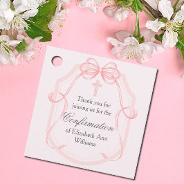 Etiquetas Para Recuerdos Elegante Fiesta de confirmación de cinta rosa